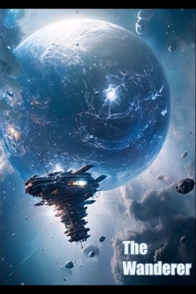 Cover art for 'The Wanderer' showing a lone figure against a cosmic backdrop