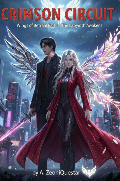 Cover for Crimson Circuit Wings of Betrayal : Part I – The Labyrinth Awakens