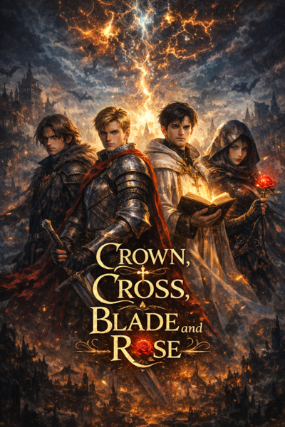 Crown, Cross, Blade, and Rose