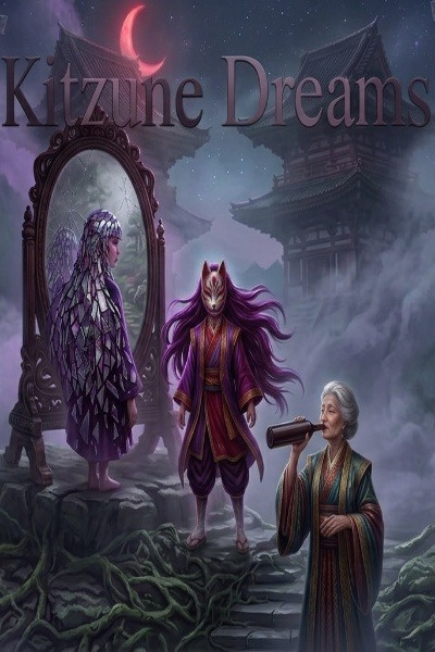 Cover for Kitzune Dream. Second Book. Dreams, mirrors and wine.