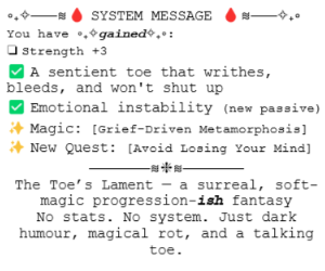 Banner ad: The Toes Lament