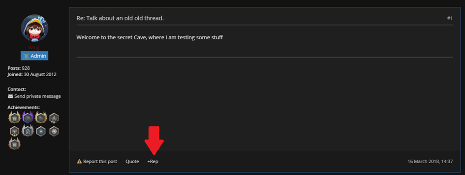 Figure 1 Forum reputation button.